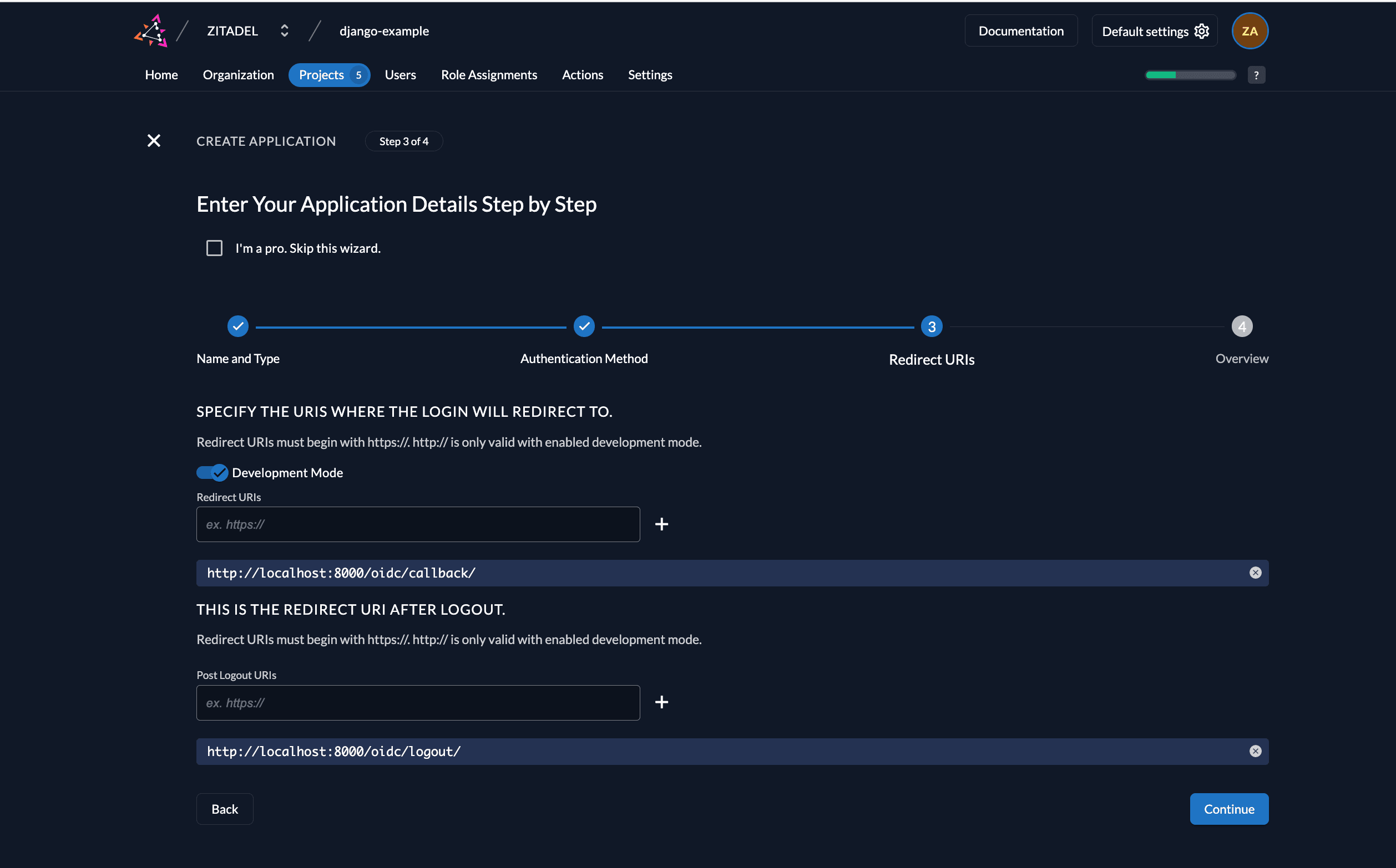 Configure app redirects management console