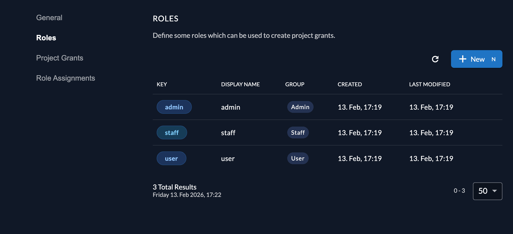 Project roles in management console